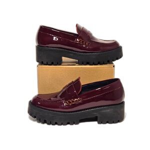 Steve Madden Crew Penny Loafers Burgundy Patent Leather Women’s 5.5 Excellent